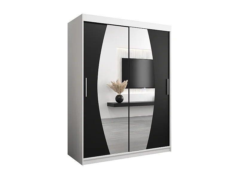 Armoire Elypse À Portes Coulissantes 200/150/62 2 portes (Blanc/Noir)