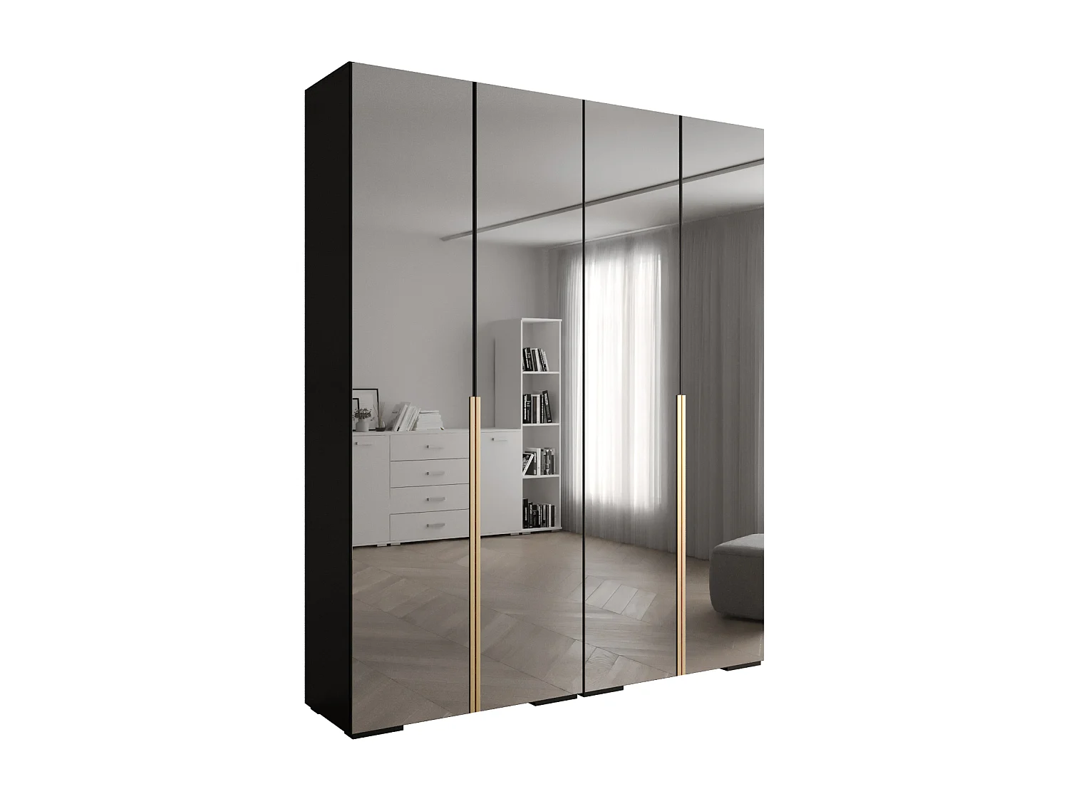 Armadio Inova 1 a ante battenti 236,7/200/47 4 porte (Nero/D'oro)