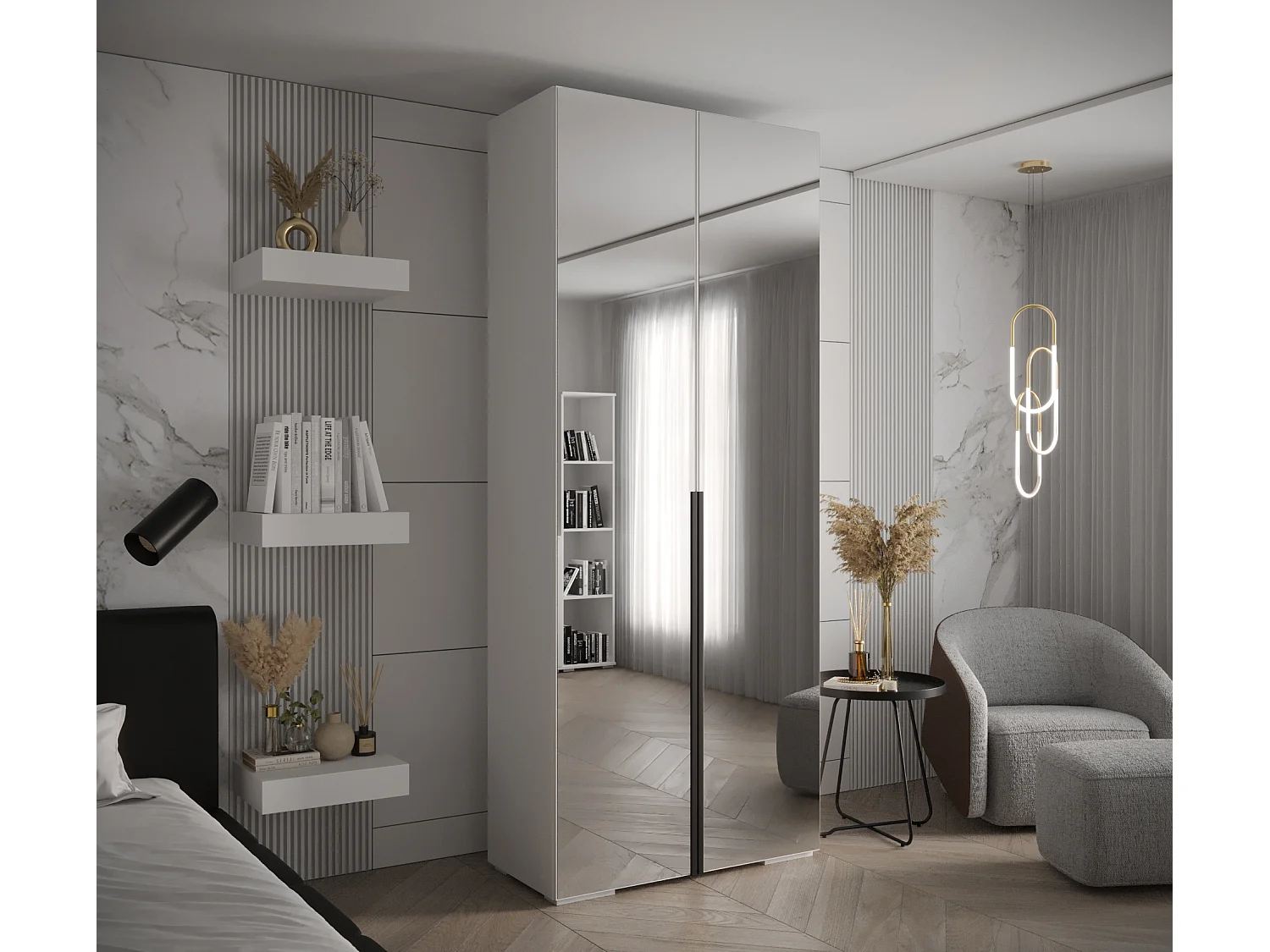 Armadio Inova 1 a ante battenti 236,7/100/47 2 porte (Bianco/Nero)