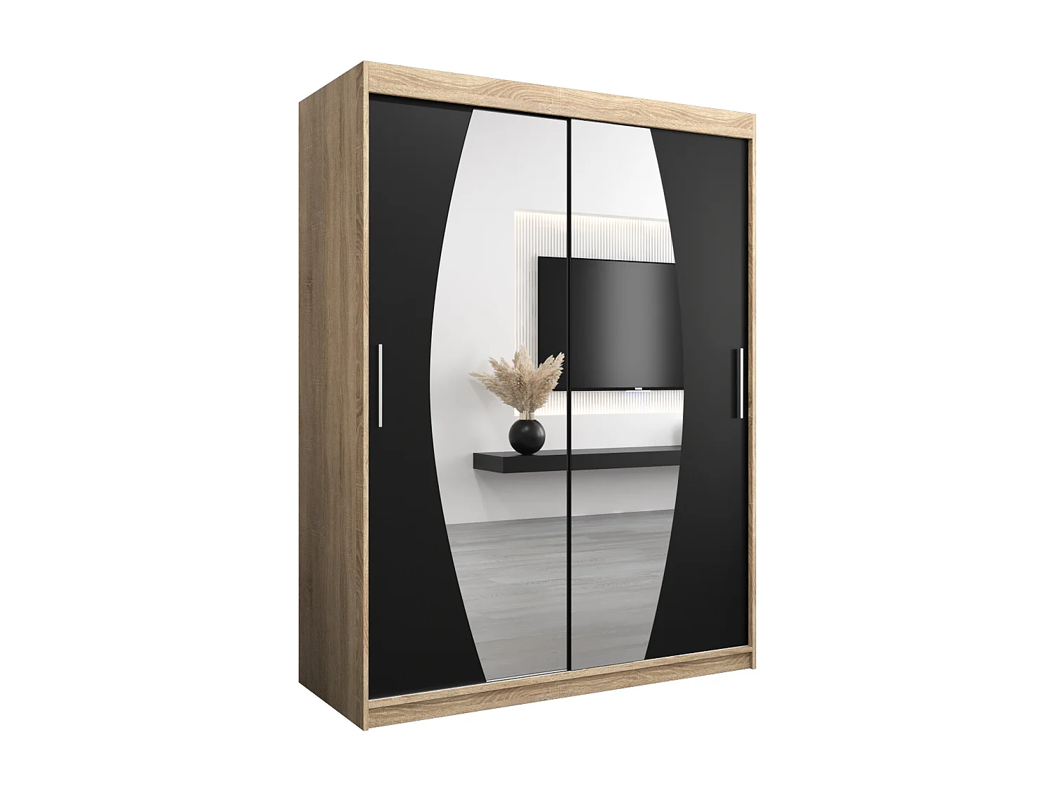 Armoire Elypse À Portes Coulissantes 200/150/62 2 portes (Sonoma/Noir)