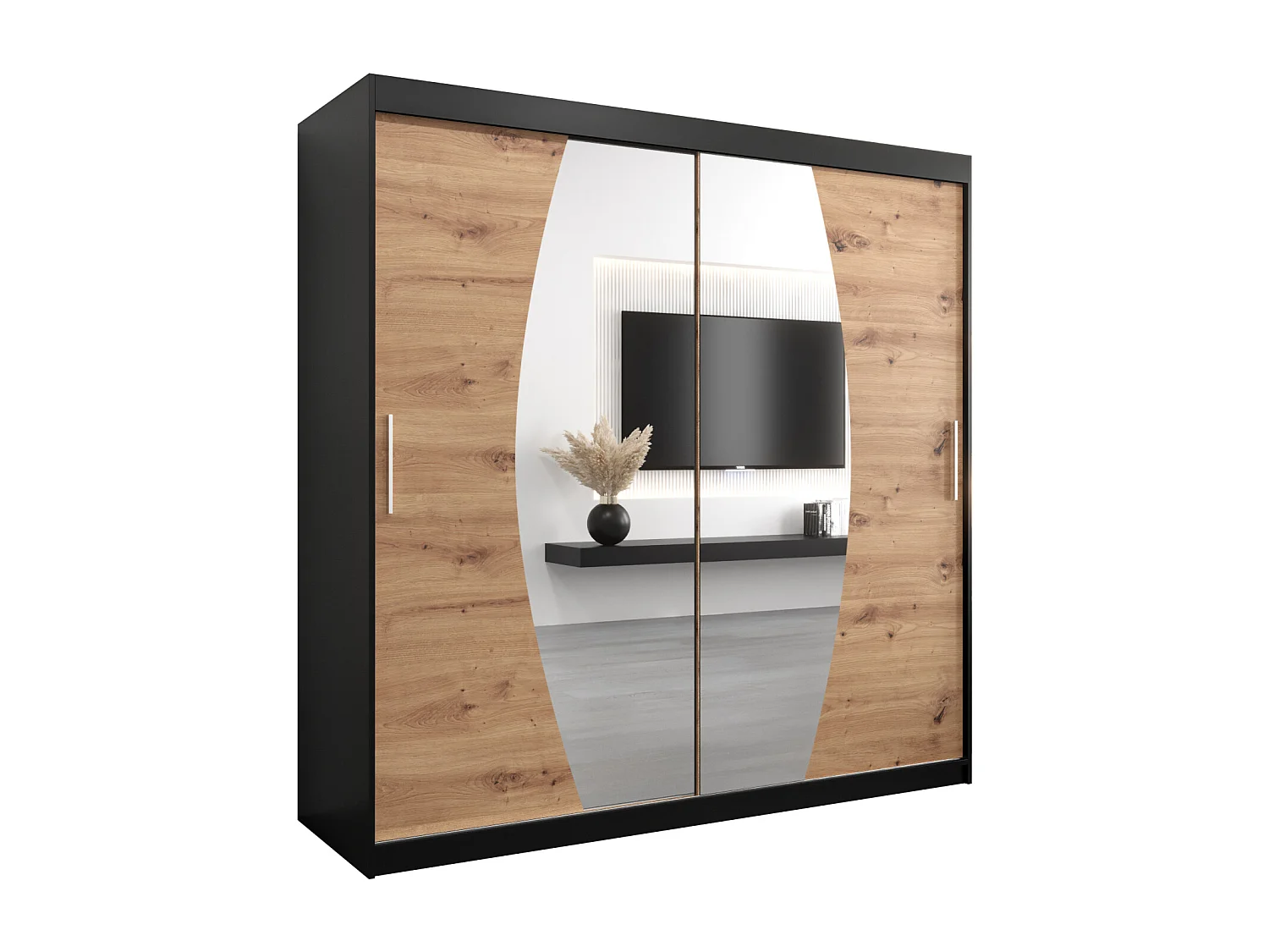 Armoire Elypse À Portes Coulissantes 200/200/62 2 portes (Noir/Artisan)