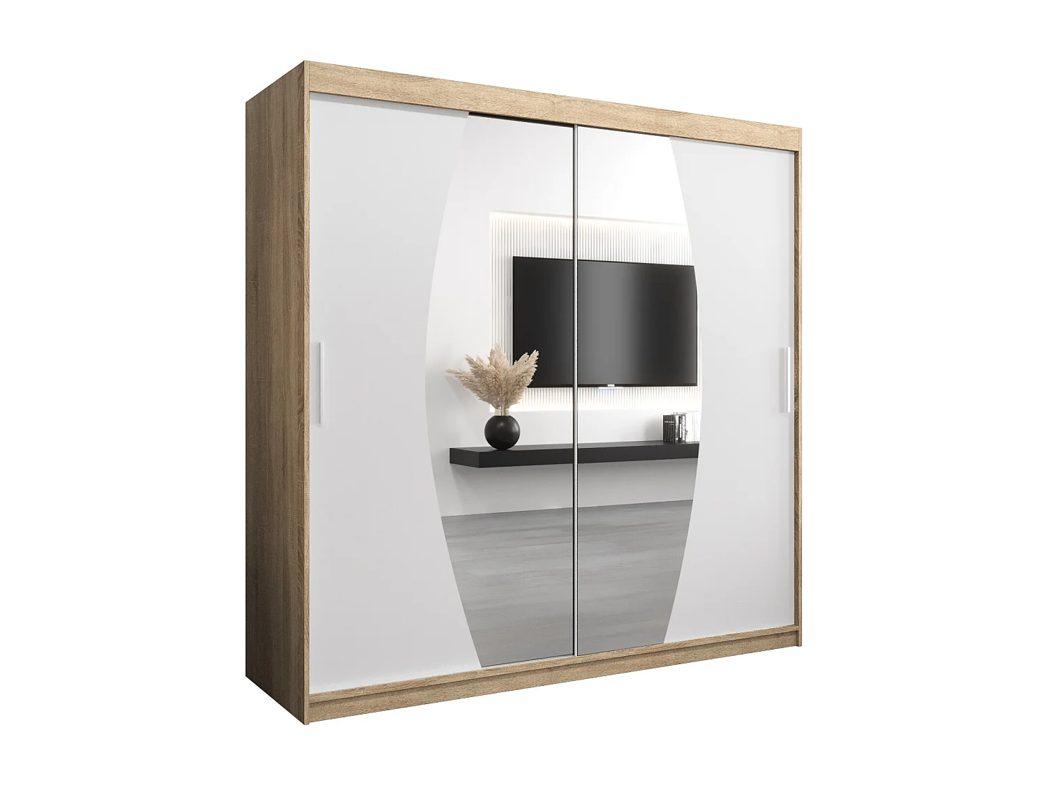 Armoire Elypse À Portes Coulissantes 200/200/62 2 portes (Sonoma/Blanc)