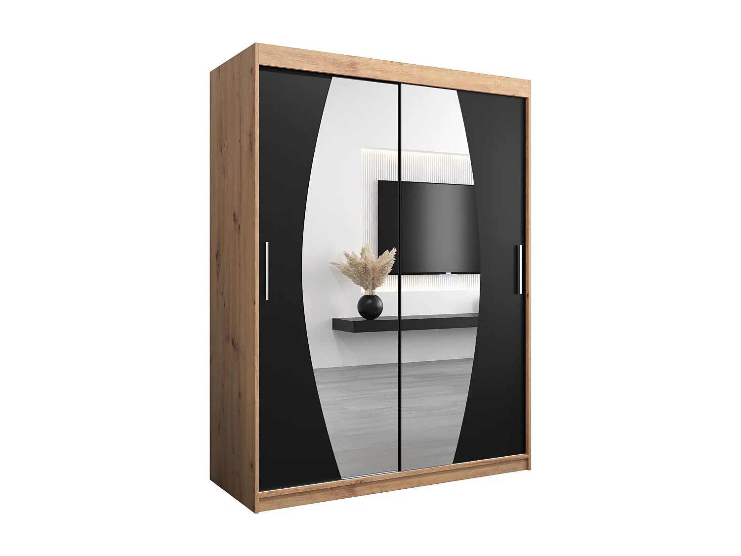 Armoire Elypse À Portes Coulissantes 200/150/62 2 portes (Artisan/Noir)