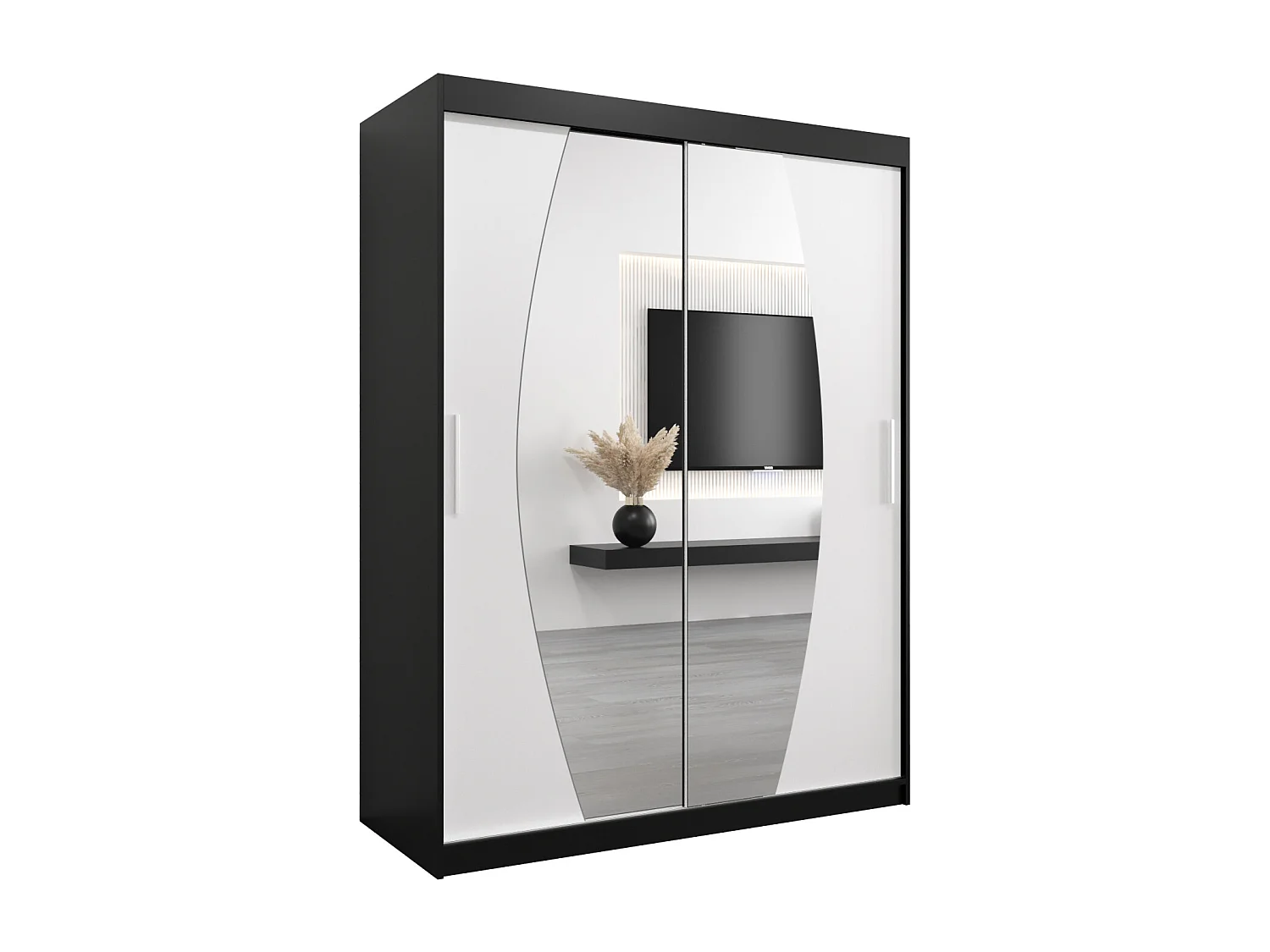 Armoire Elypse À Portes Coulissantes 200/150/62 2 portes (Noir/Blanc)