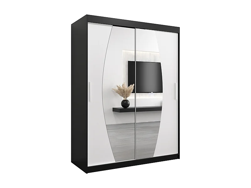 Elypse kledingkast met schuifdeuren 200/150/62 2 deuren (zwart/wit)
