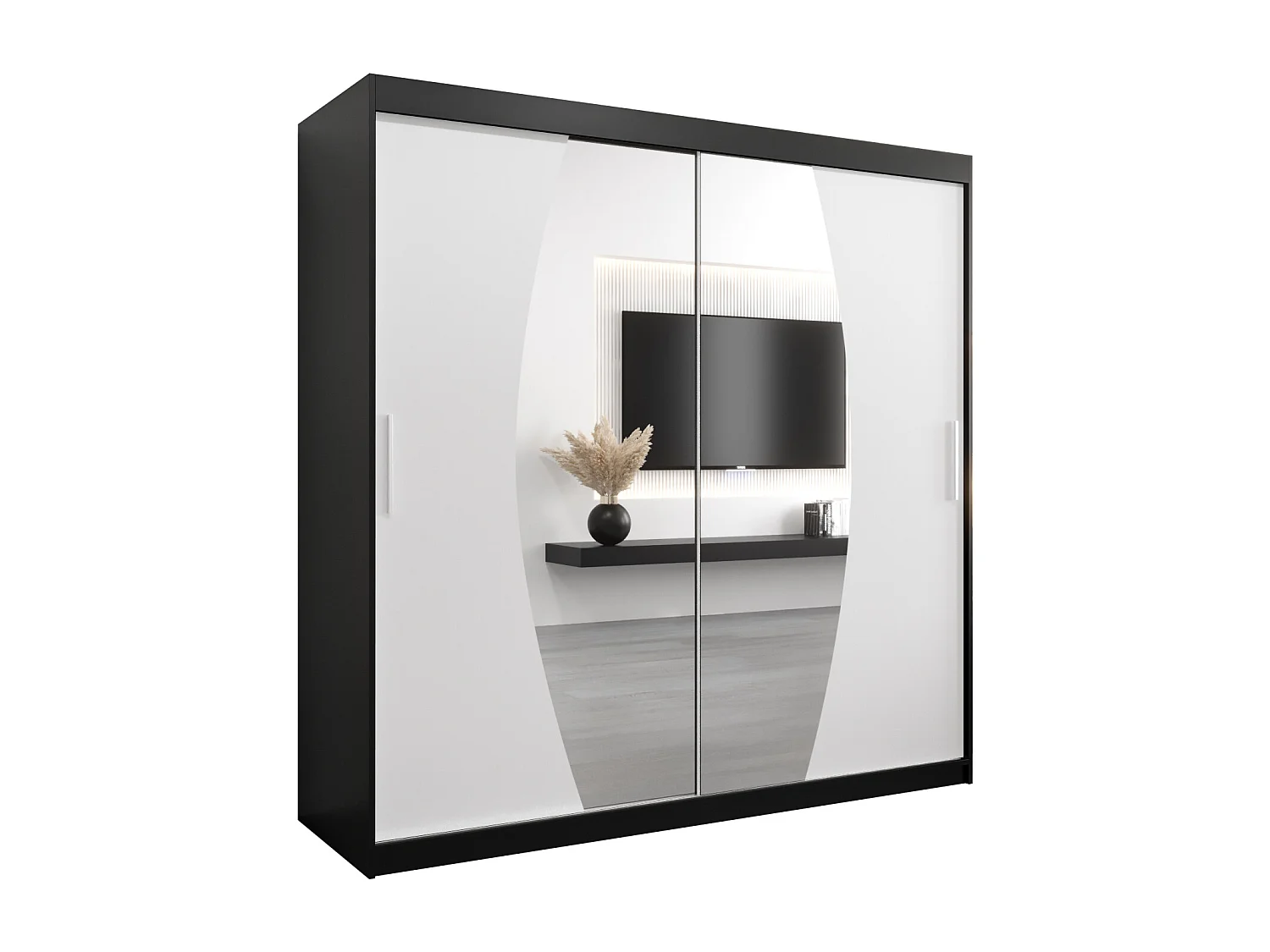 Armario Elypse de puertas correderas 200/200/62 2 puertas (negro/blanco)