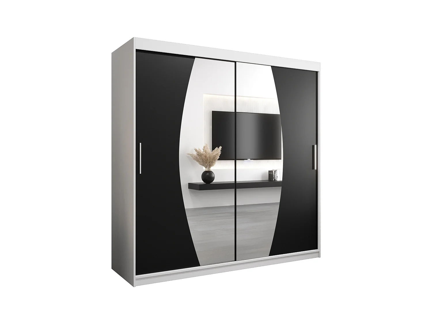 Armoire Elypse À Portes Coulissantes 200/200/62 2 portes (Blanc/Noir)