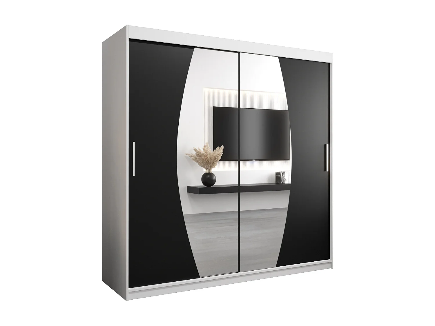 Armoire Elypse À Portes Coulissantes 200/200/62 2 portes (Blanc/Noir)