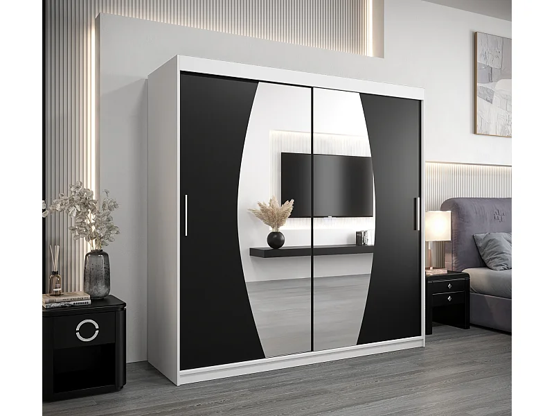 Armoire Elypse À Portes Coulissantes 200/200/62 2 portes (Blanc/Noir)