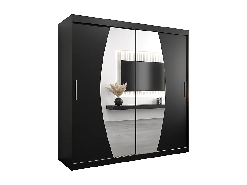 Schwebetürenschrank Elypse 200/200/62 2-Türig (Schwarz)