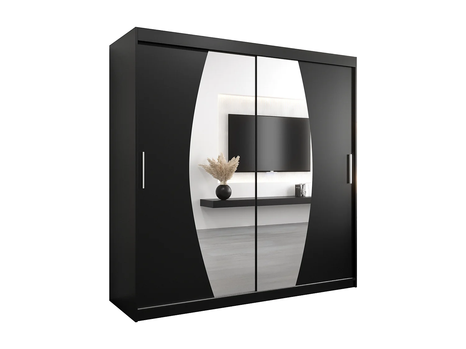 Armadio Elypse ad ante scorrevoli 200/200/62 2 porte (nero/nero)