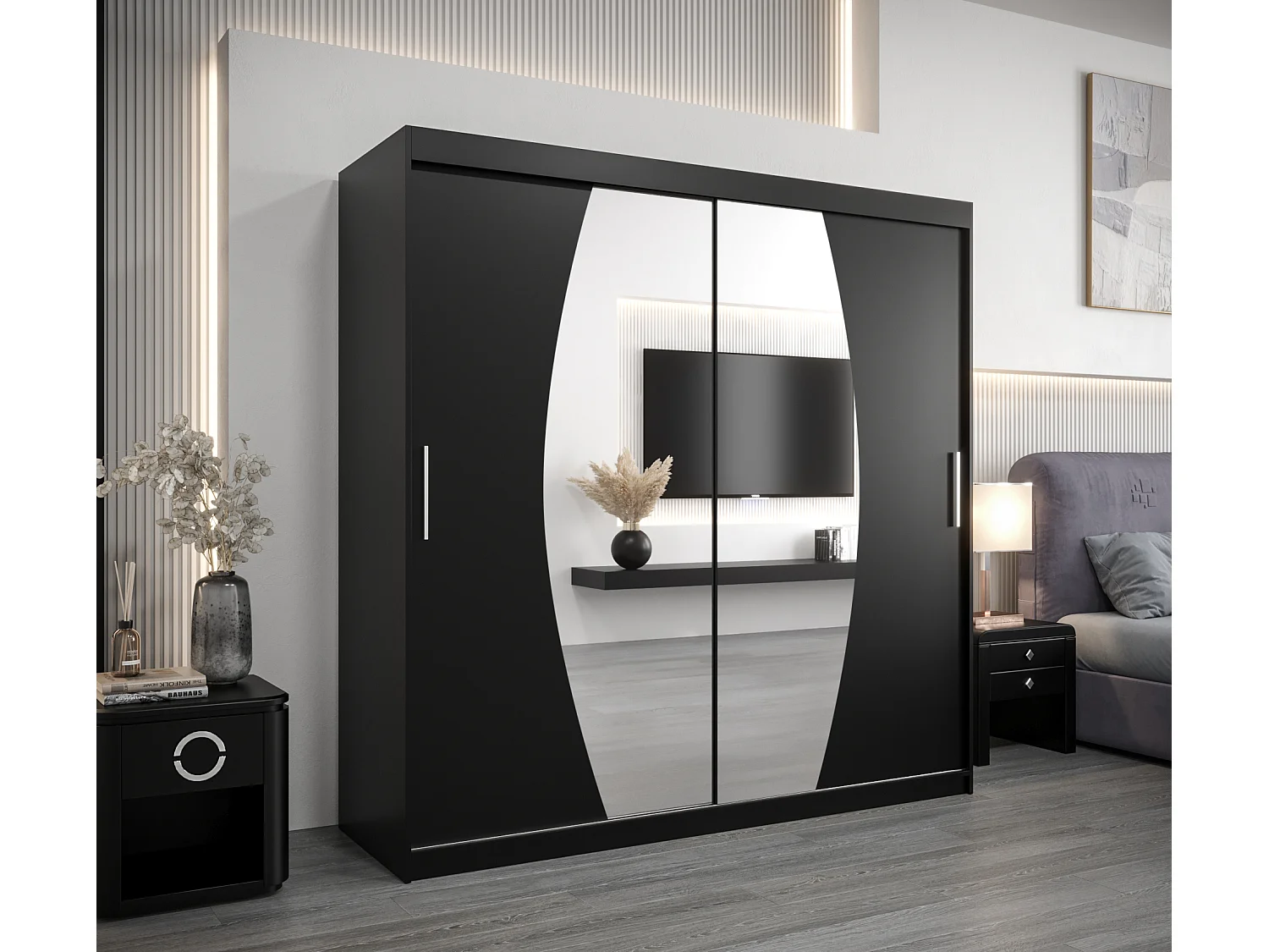 Armoire Elypse À Portes Coulissantes 200/200/62 2 portes (Noir/Noir)