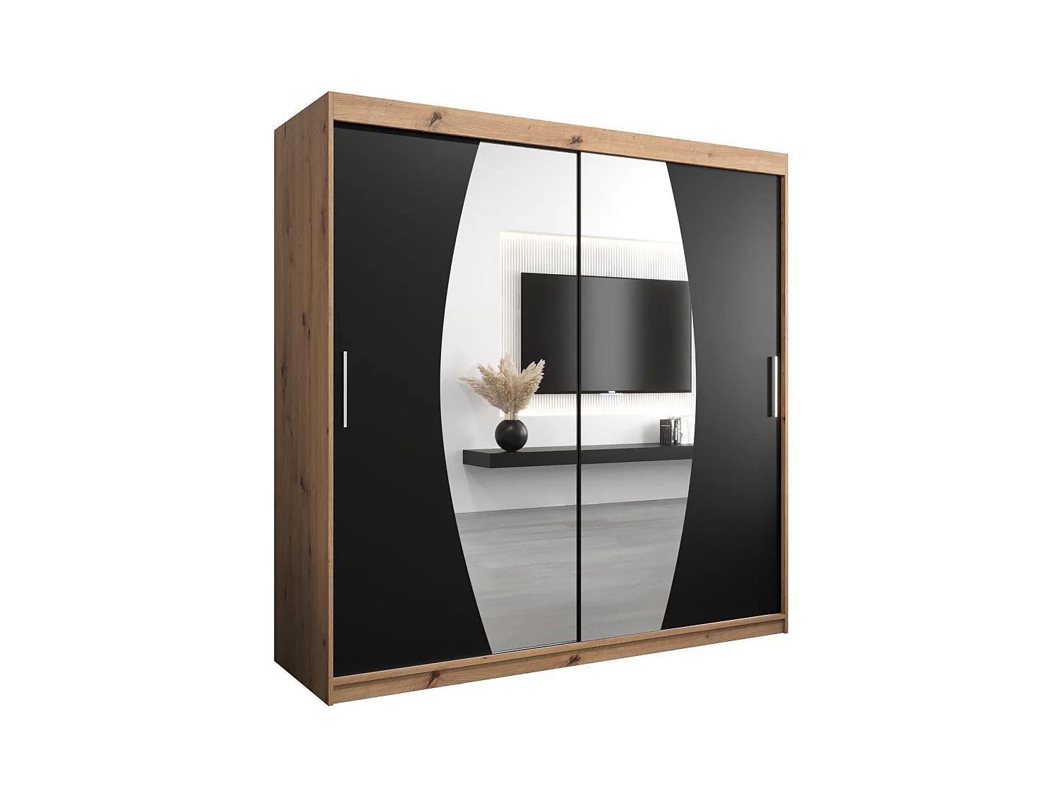 Armoire Elypse À Portes Coulissantes 200/200/62 2 portes (Artisan/Noir)