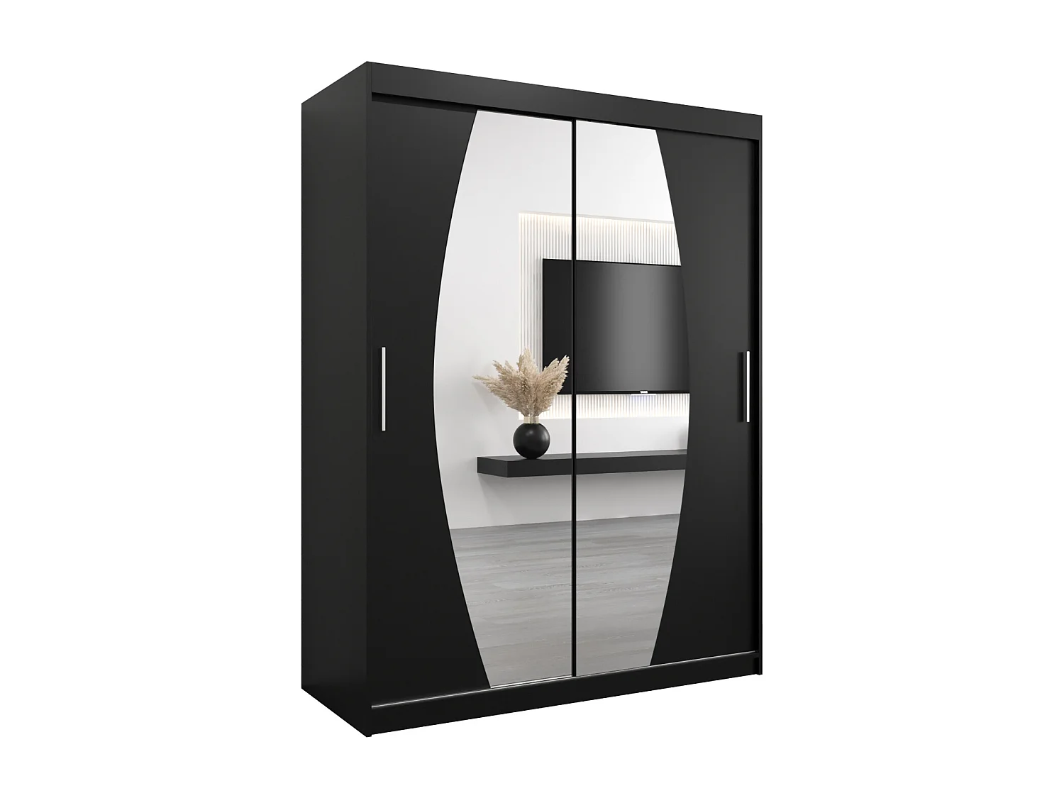 Armoire Elypse À Portes Coulissantes 200/150/62 2 portes (Noir/Noir)