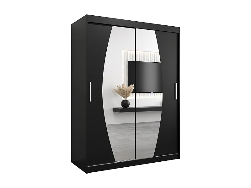 Elypse kledingkast met schuifdeuren 200/150/62 2 deuren (zwart/zwart)