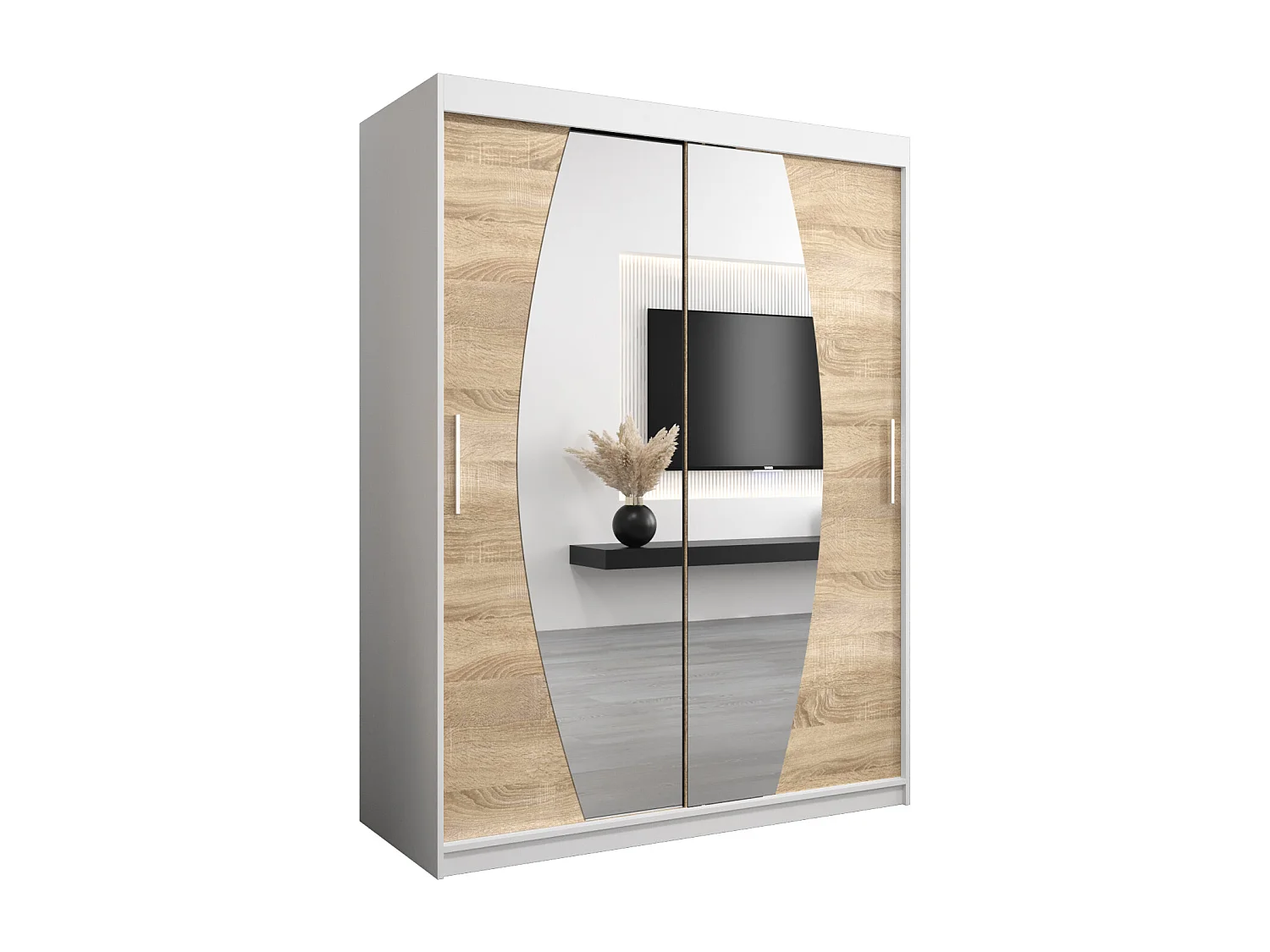 Armoire Elypse À Portes Coulissantes 200/150/62 2 portes (Blanc/Sonoma)