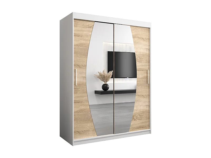Armoire Elypse À Portes Coulissantes 200/150/62 2 portes (Blanc/Sonoma)