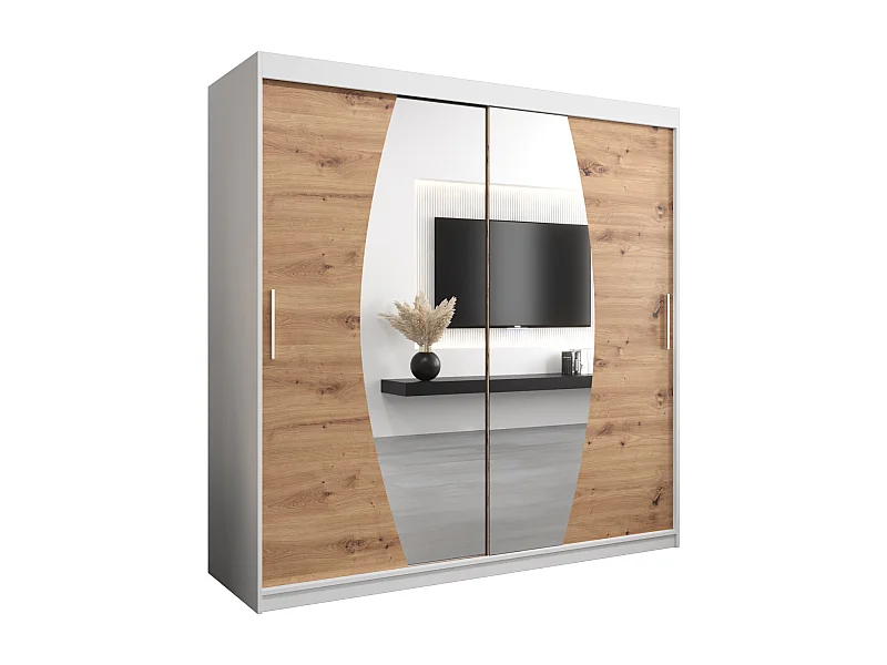 Schwebetürenschrank Elypse 200/200/62 2-Türig (Weiß/Artisan)