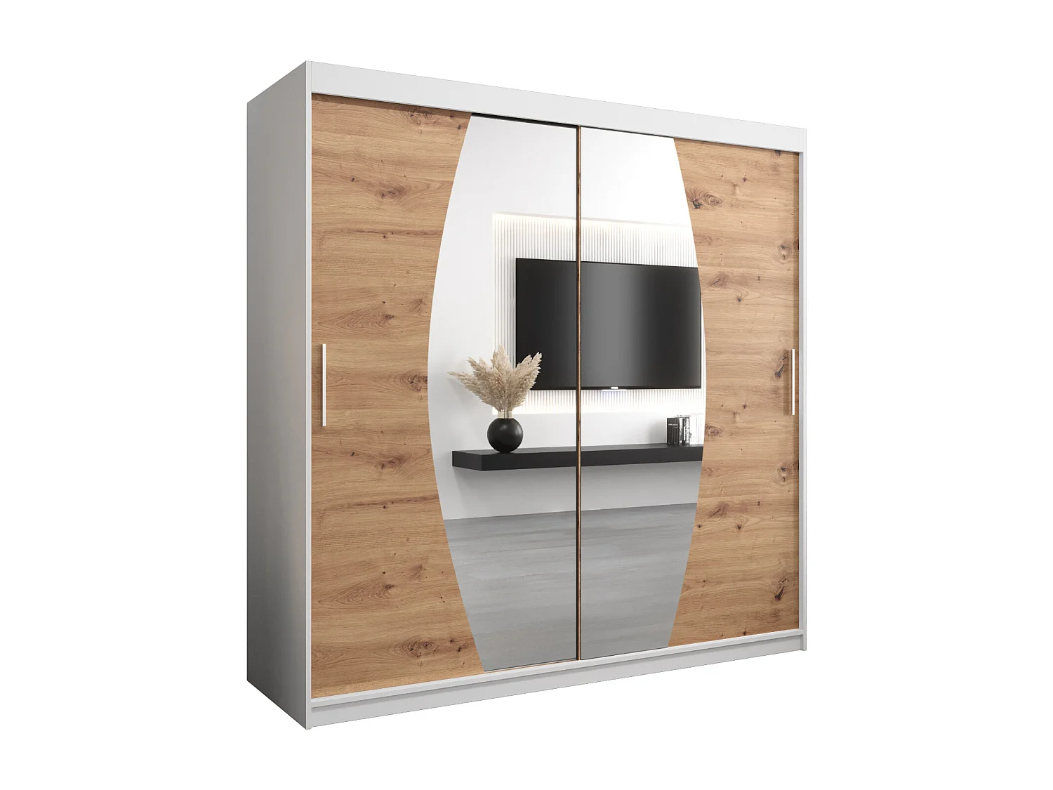 Armoire Elypse À Portes Coulissantes 200/200/62 2 portes (Blanc/Artisan)