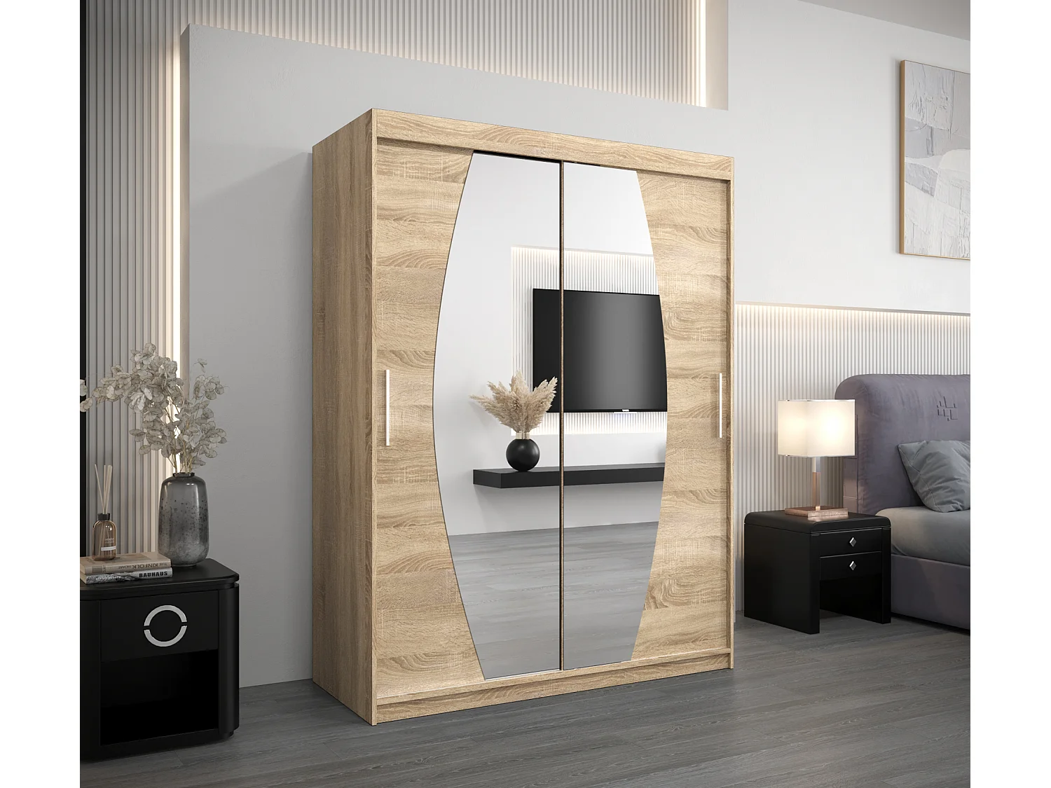 Schwebetürenschrank Elypse 200/150/62 2-Türig (Sonoma)