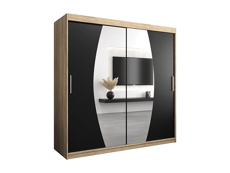 Armoire Elypse À Portes Coulissantes 200/200/62 2 portes (Sonoma/Noir)