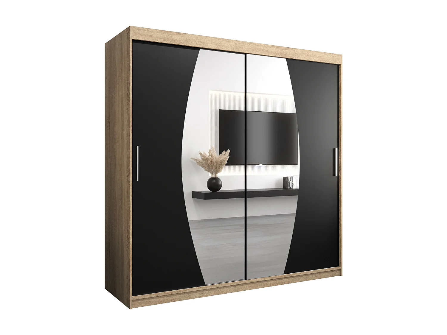 Armoire Elypse À Portes Coulissantes 200/200/62 2 portes (Sonoma/Noir)