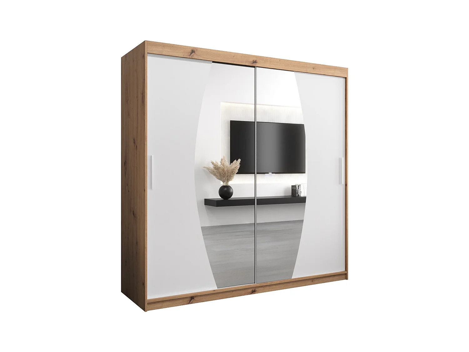 Armoire Elypse À Portes Coulissantes 200/200/62 2 portes (Artisan/Blanc)