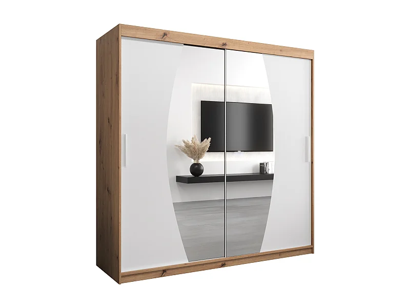 Elypse kledingkast met schuifdeuren 200/200/62 2 deuren (artisan/wit)