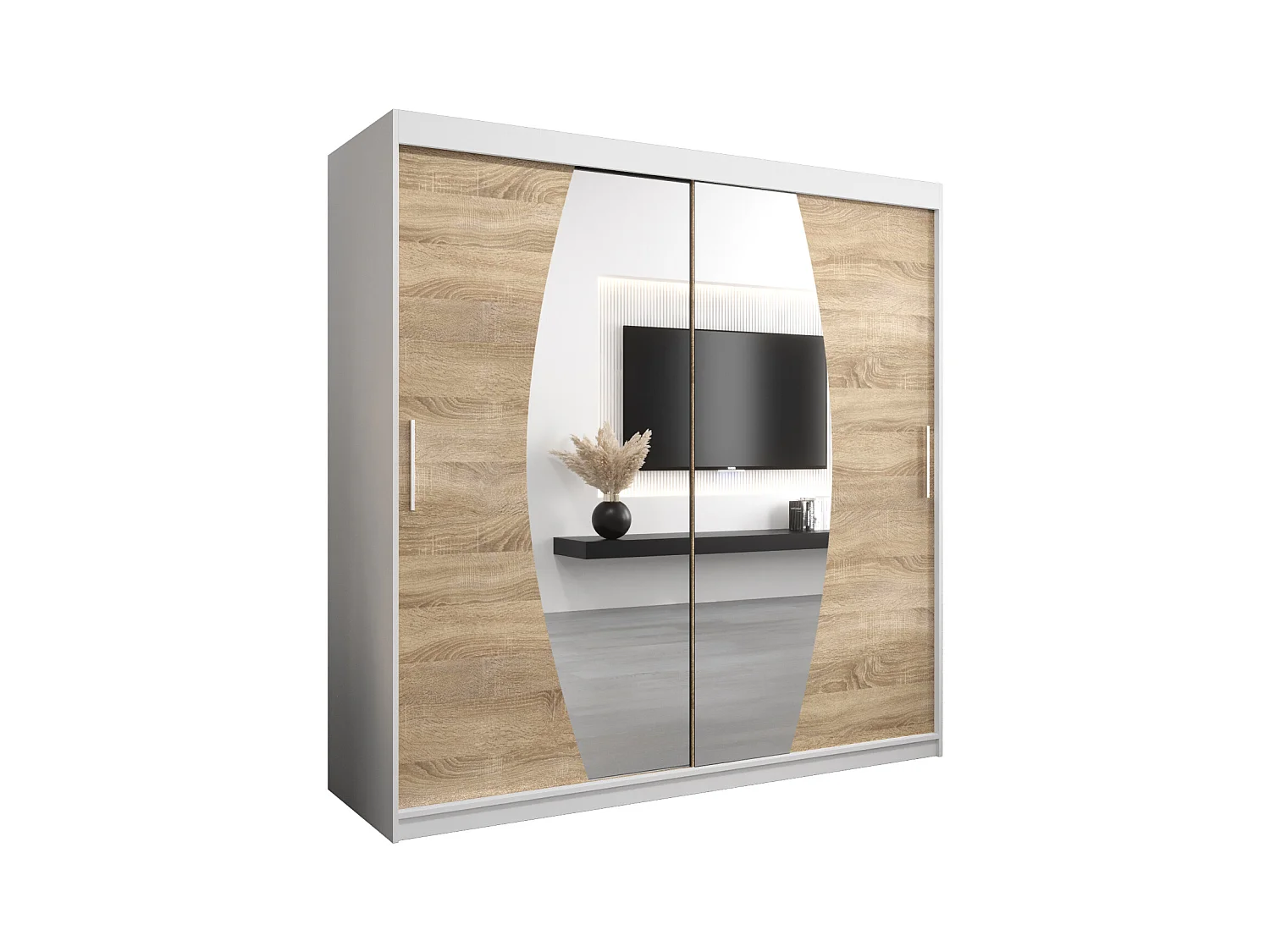 Armadio Elypse ad ante scorrevoli 200/200/62 2 porte (bianco/sonoma)