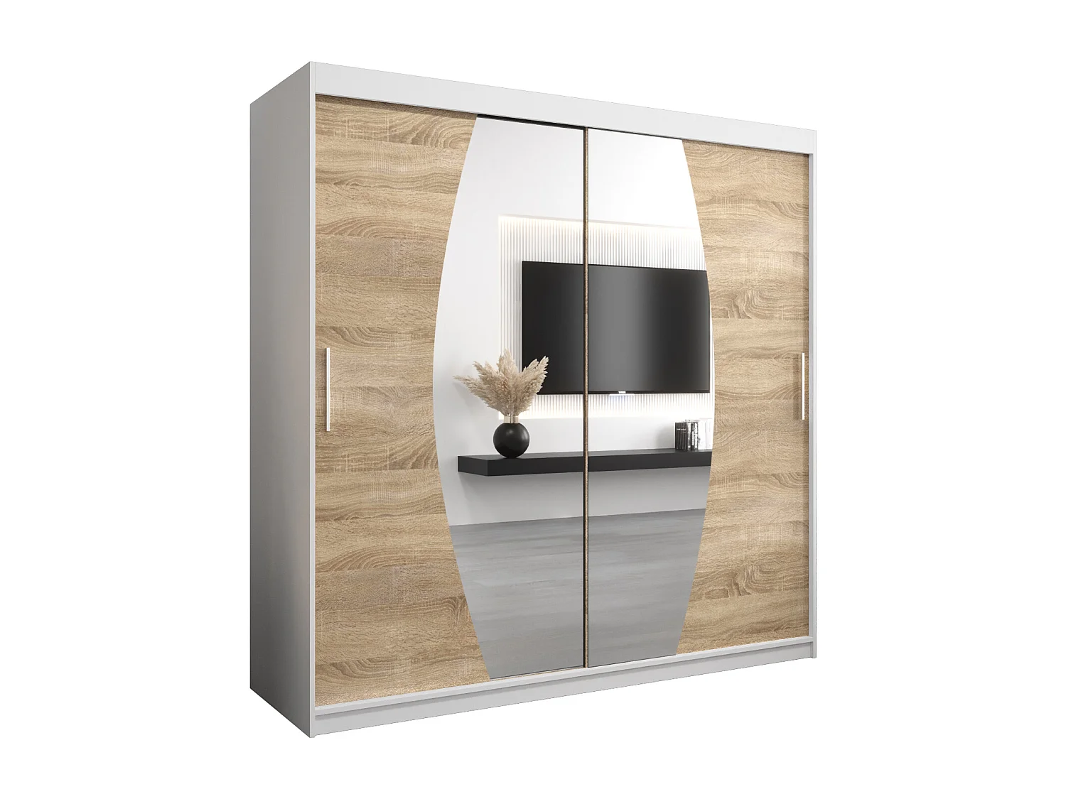 Armoire Elypse À Portes Coulissantes 200/200/62 2 portes (Blanc/Sonoma)