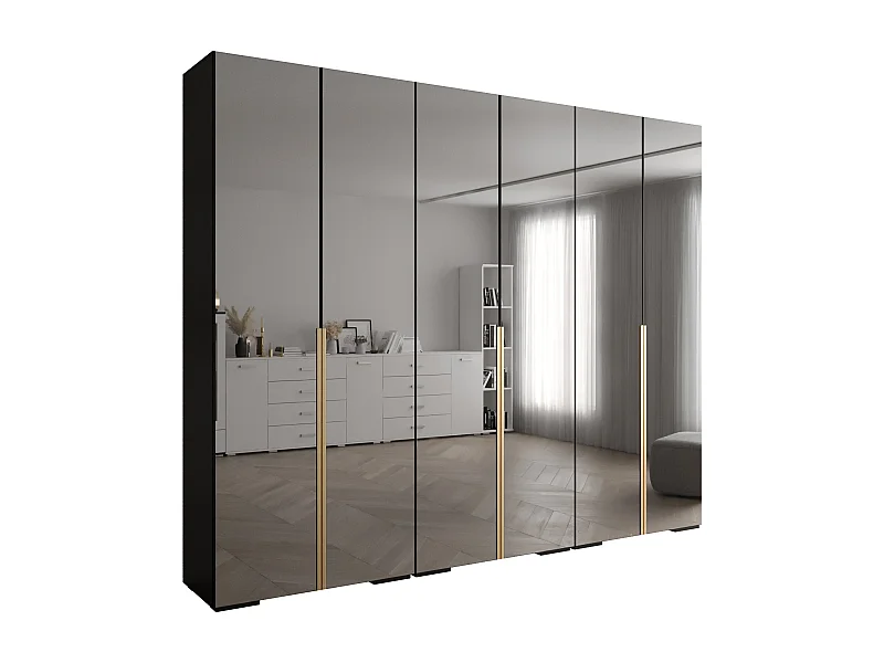 Armadio Inova 1 a ante battenti 236,7/300/47 6 porte (Nero/D'oro)