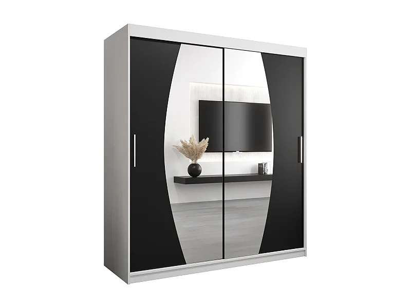Armoire Elypse À Portes Coulissantes 200/180/62 2 portes (Blanc/Noir)
