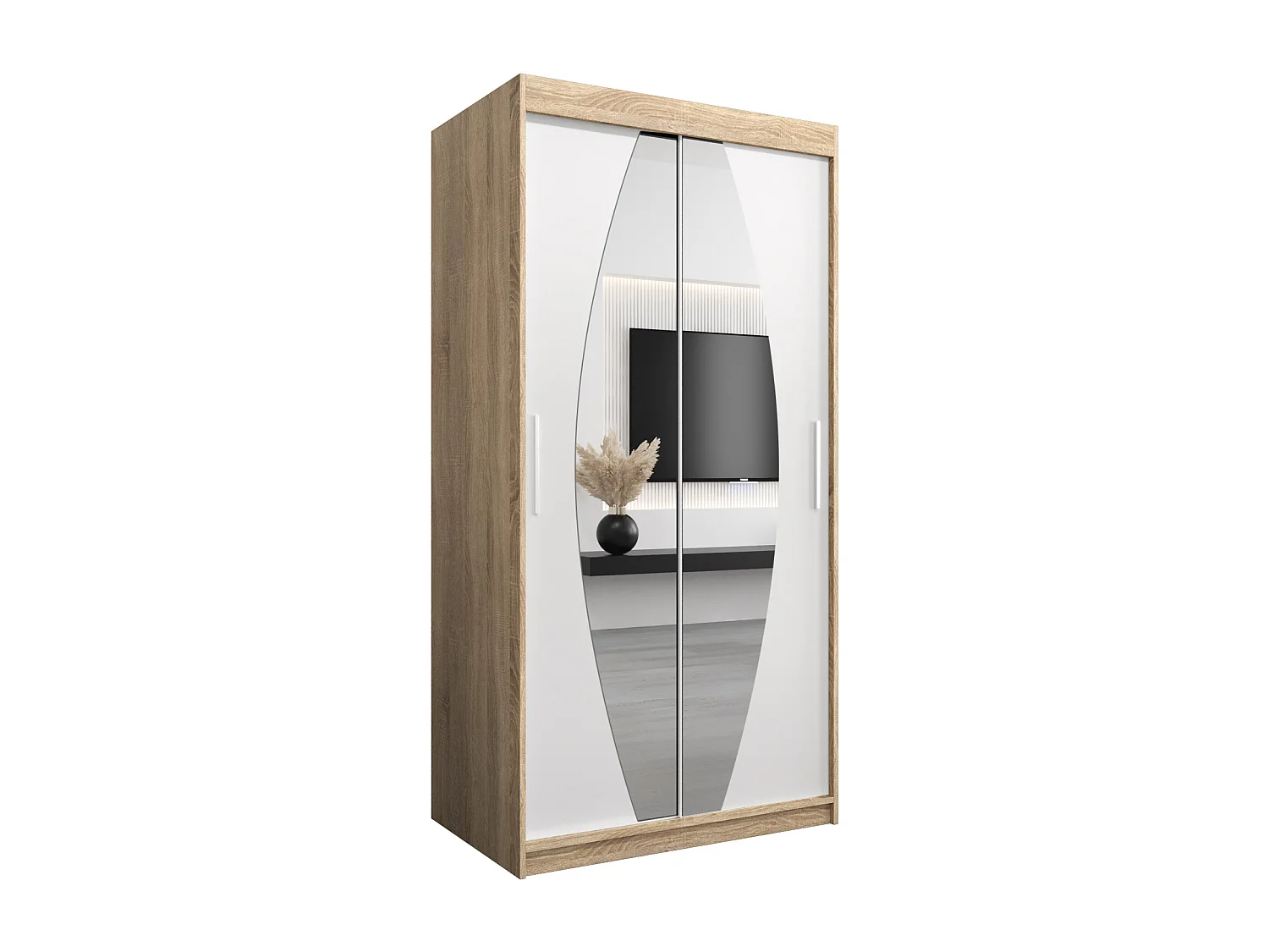 Schwebetürenschrank Elypse 200/100/62 2-Türig (Sonoma/Weiß)