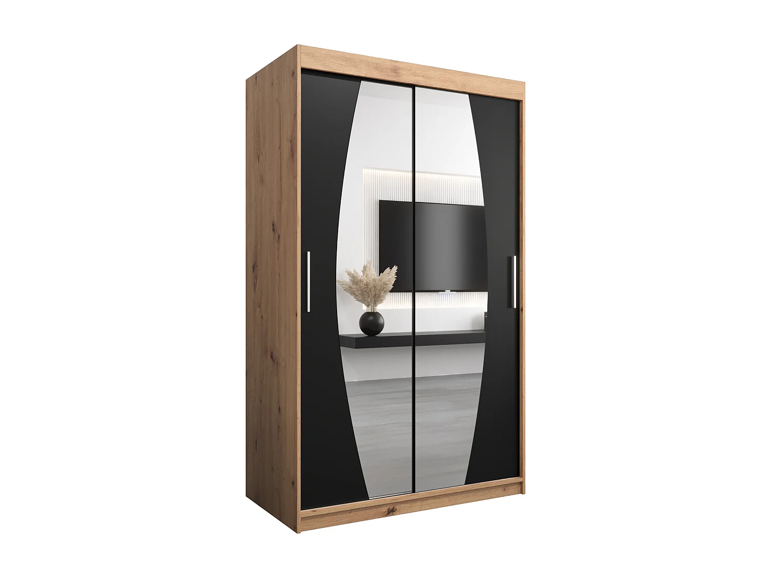 Armoire Elypse À Portes Coulissantes 200/120/62 2 portes (Artisan/Noir)