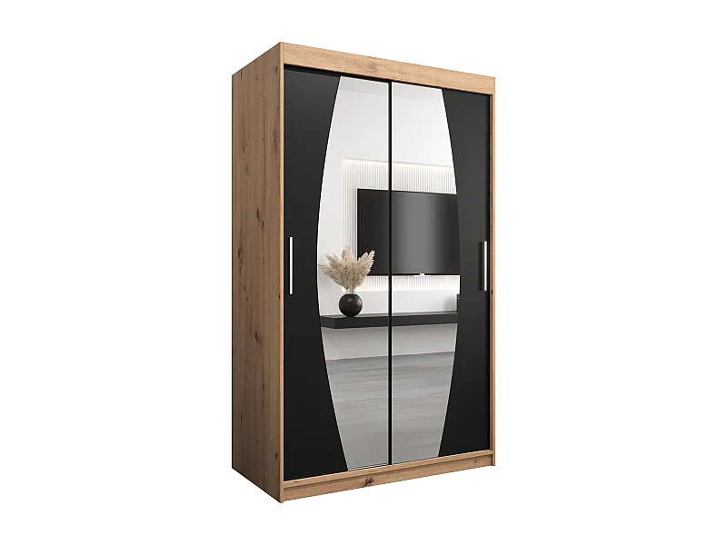 Armoire Elypse À Portes Coulissantes 200/120/62 2 portes (Artisan/Noir)