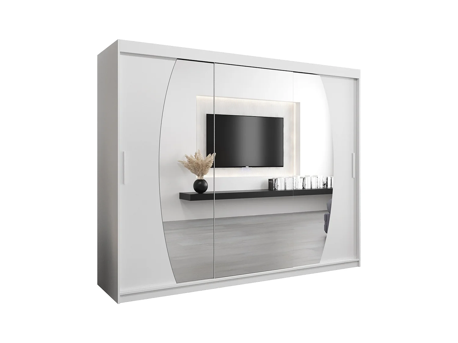 Schwebetürenschrank Elypse 200/250/62 2-Türig (Weiß)