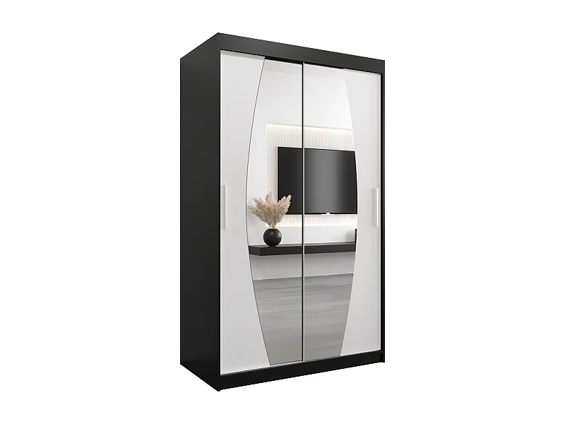 Armoire Elypse À Portes Coulissantes 200/120/62 2 portes (Noir/Blanc)