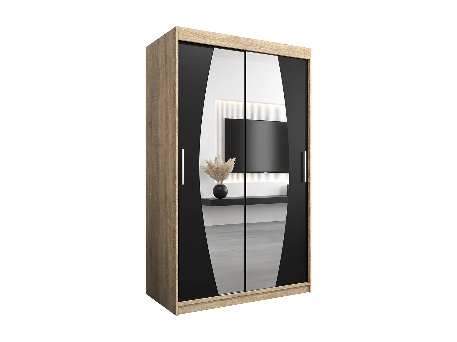 Elypse kledingkast met schuifdeuren 200/120/62 2 deuren (sonoma/zwart)