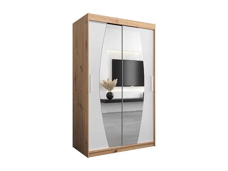 Armoire Elypse À Portes Coulissantes 200/120/62 2 portes (Artisan/Blanc)