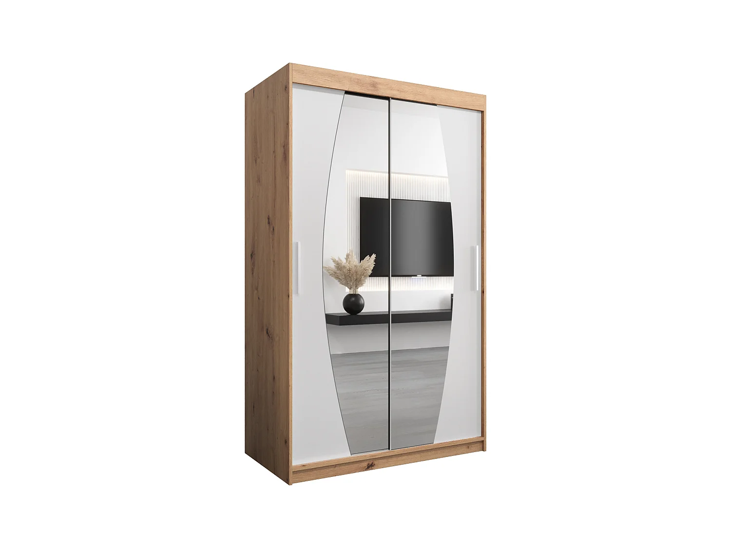 Armoire Elypse À Portes Coulissantes 200/120/62 2 portes (Artisan/Blanc)