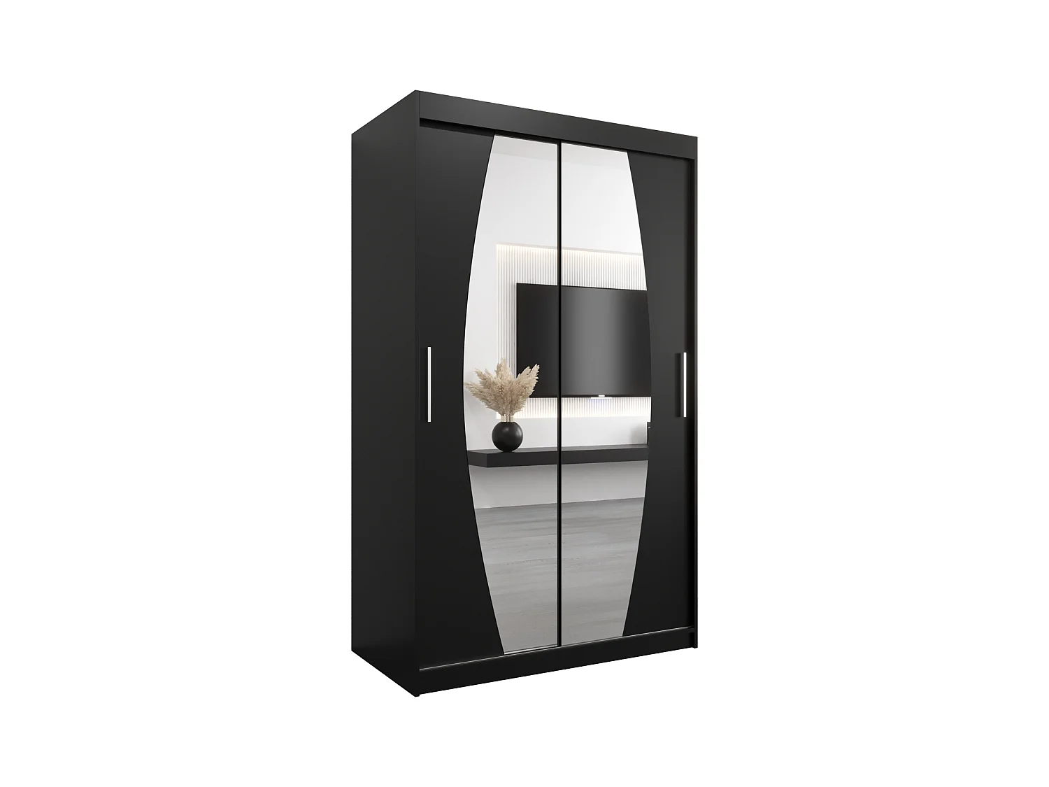 Schwebetürenschrank Elypse 200/120/62 2-Türig (Schwarz)