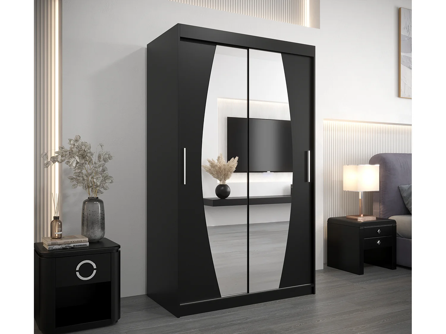 Armoire Elypse À Portes Coulissantes 200/120/62 2 portes (Noir/Noir)