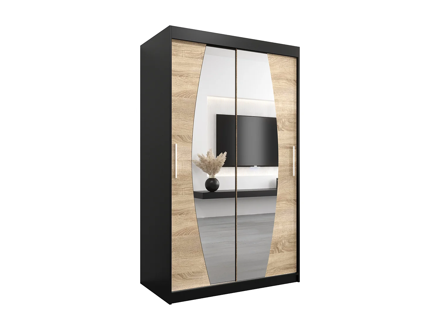 Armoire Elypse À Portes Coulissantes 200/120/62 2 portes (Noir/Sonoma)