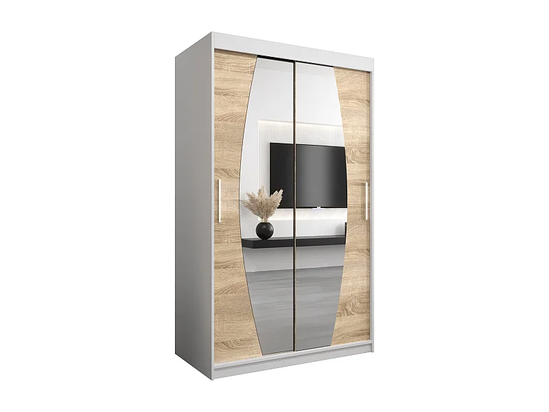 Armoire Elypse À Portes Coulissantes 200/120/62 2 portes (Blanc/Sonoma)