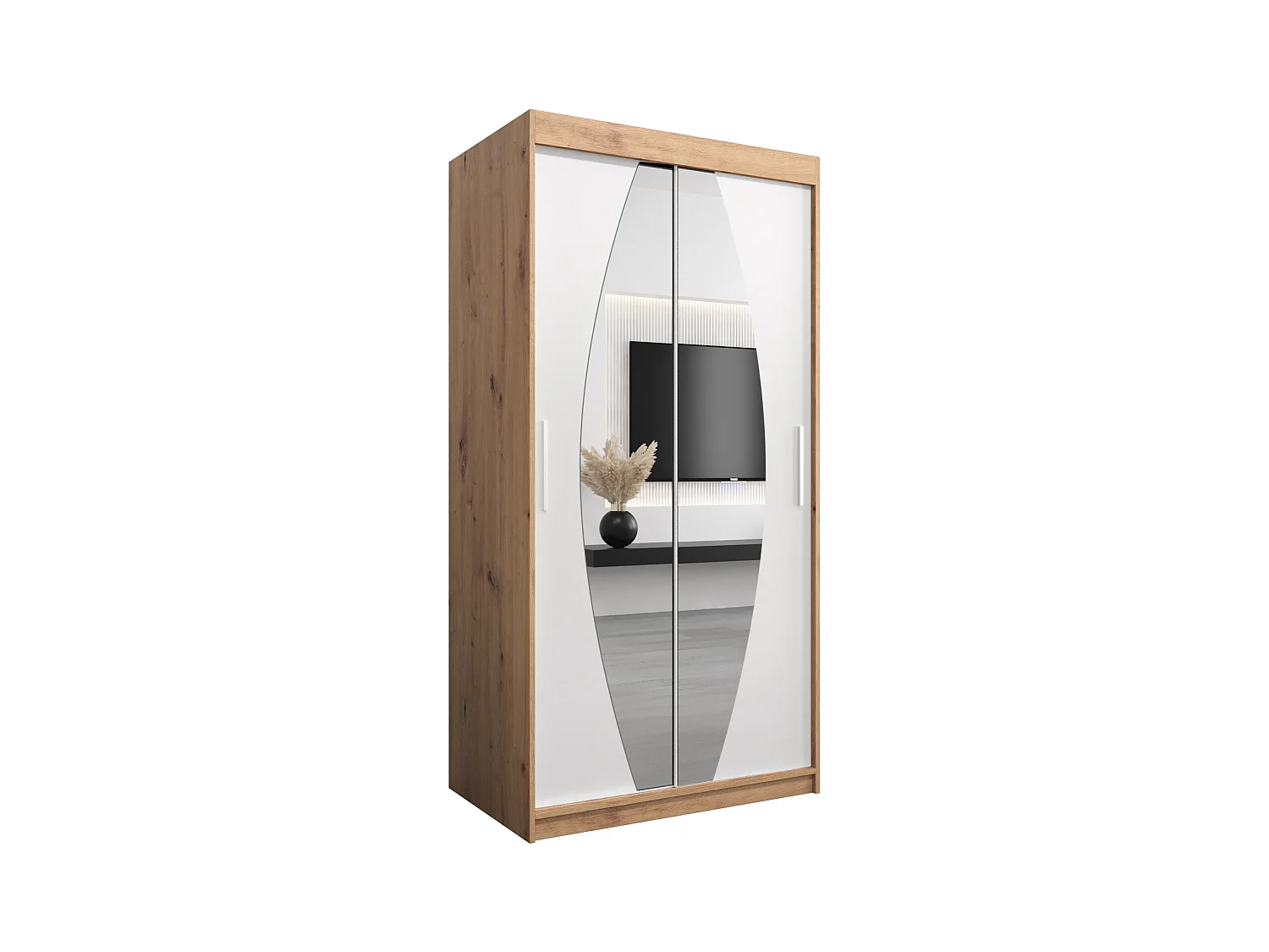 Armoire Elypse À Portes Coulissantes 200/100/62 2 portes (Artisan/Blanc)