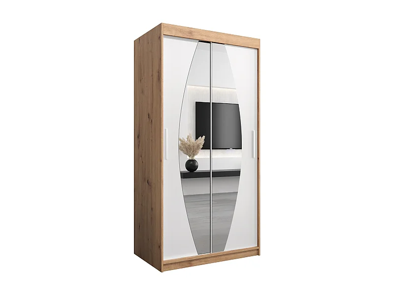 Armoire Elypse À Portes Coulissantes 200/100/62 2 portes (Artisan/Blanc)