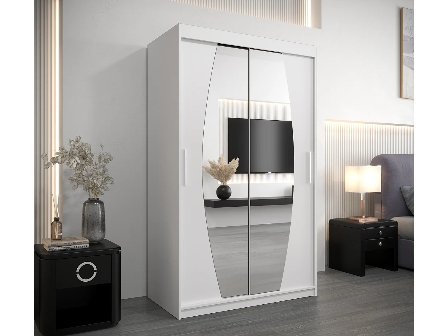 Armoire Elypse À Portes Coulissantes 200/120/62 2 portes (Blanc/Blanc)