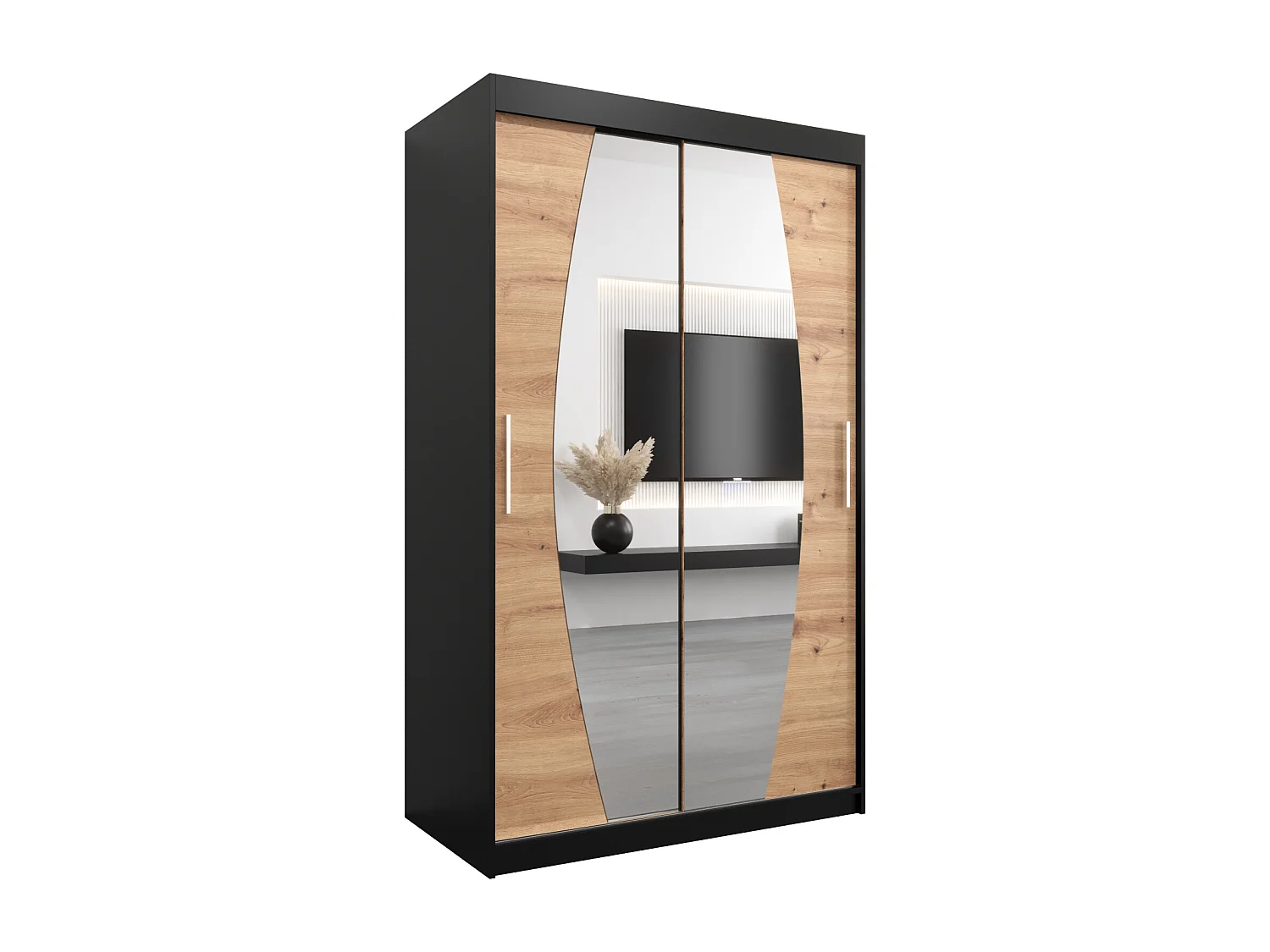 Armoire Elypse À Portes Coulissantes 200/120/62 2 portes (Noir/Artisan)