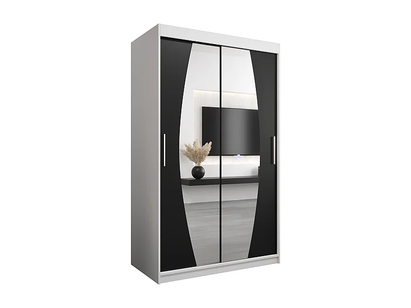 Armoire Elypse À Portes Coulissantes 200/120/62 2 portes (Blanc/Noir)