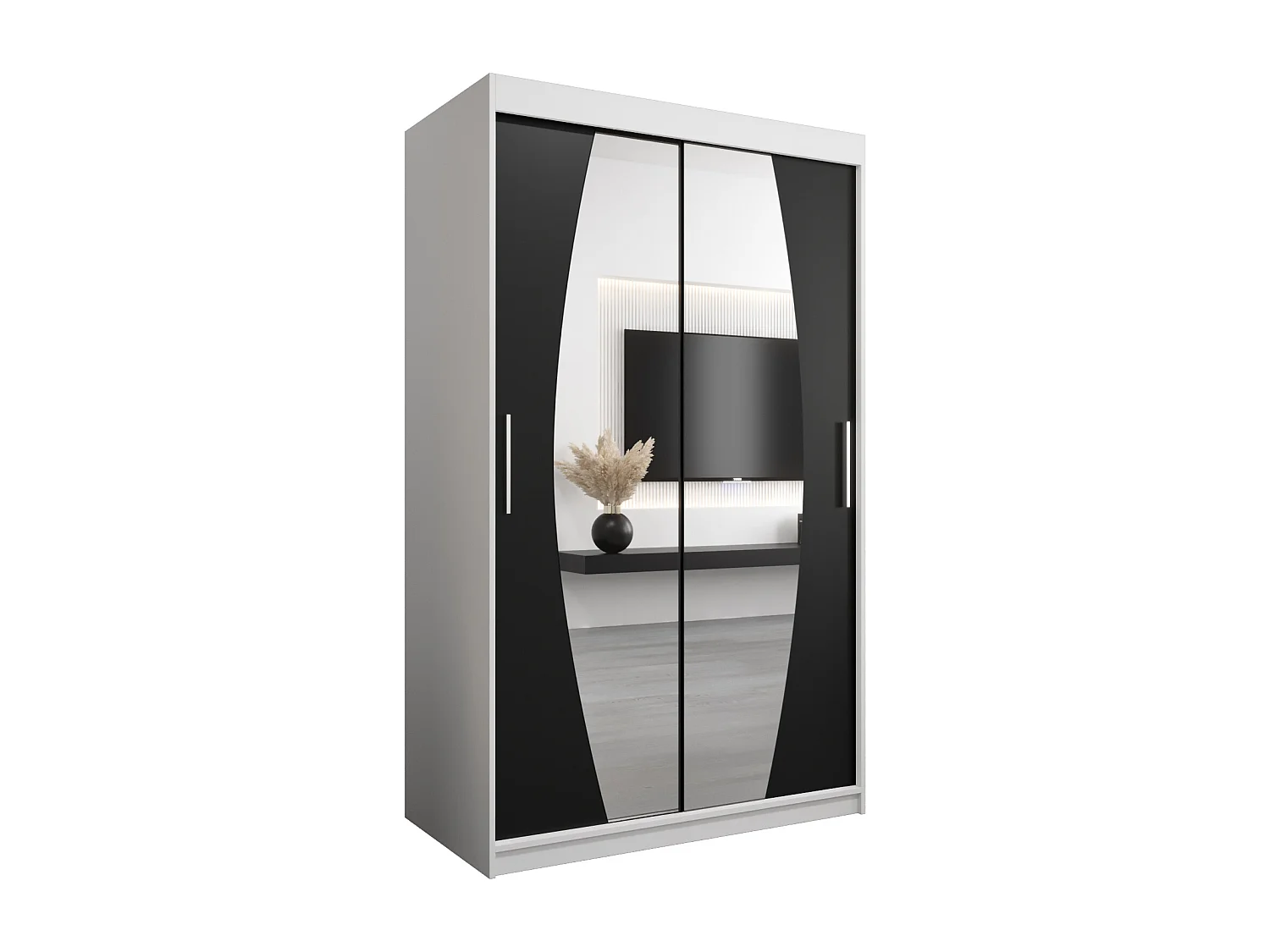 Armoire Elypse À Portes Coulissantes 200/120/62 2 portes (Blanc/Noir)